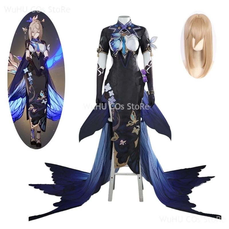 Aponia Cosplay Kostüme Spiel Honkai Impact 3-Kleid Anzüge Cosplay Cheongsam Kostüm Frauen Mädchen Komplettset Outfit Halloween Karneval