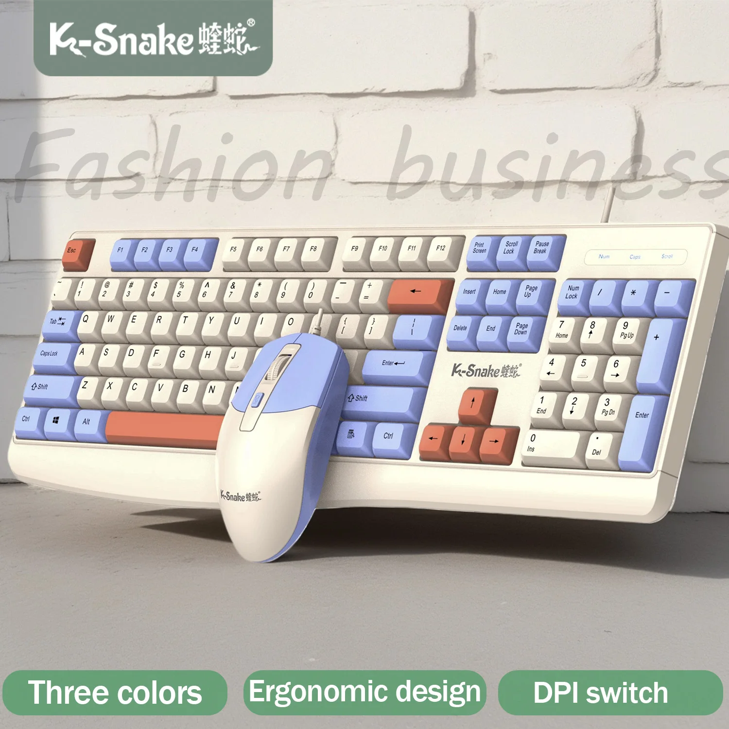 K-snake KM300 Wired Keyboard and Mouse Set USB Ergonomic Desktop Laptop Keyboard and Mouse Home Office — product photo 1 of 1