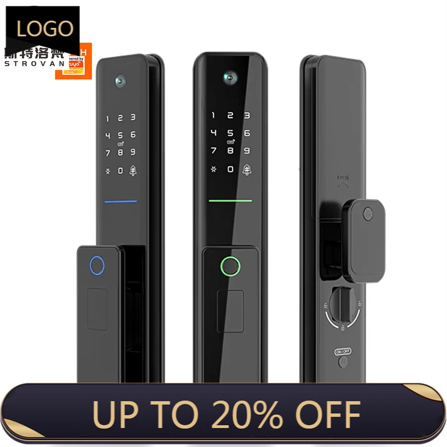 

STLF Smart Home Security App Controlled Electric Fingerprint Door Lock for Wood Door with Tuya App Wifi Remote Peephole