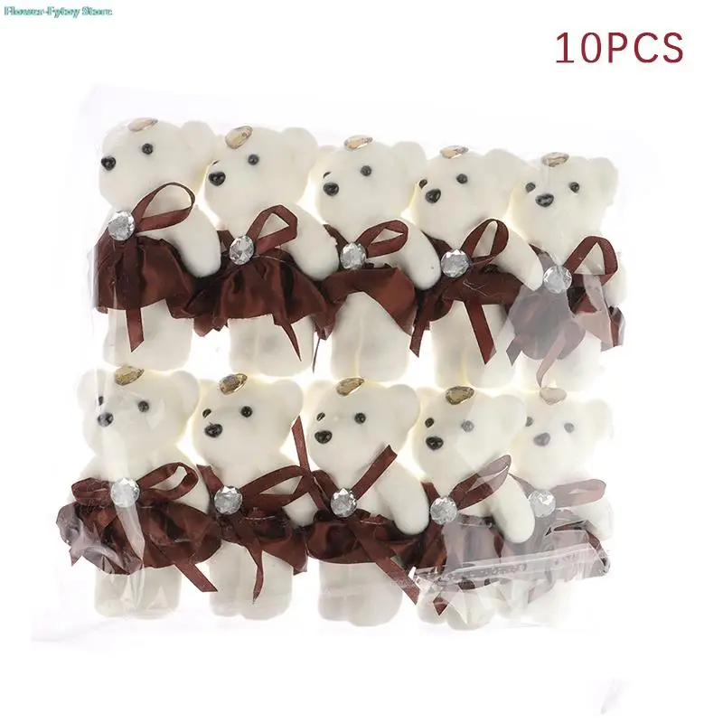 10Pcs 12cm Cute Bear Flower Bouquet Toy Cartoon Doll Teddy Bear Bouquet Graduation Birthday Wedding Gifts Party Decor