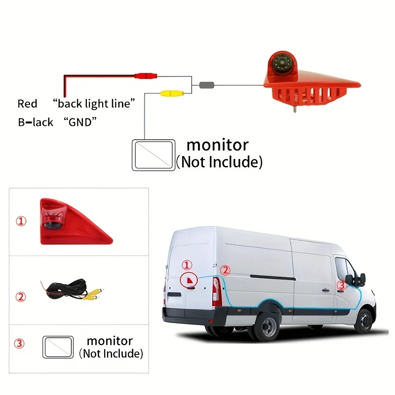 

Classy-For Renault for NISSAN Opel RV HD Night Vision High Brake Light Rear View Reversing Image Camera