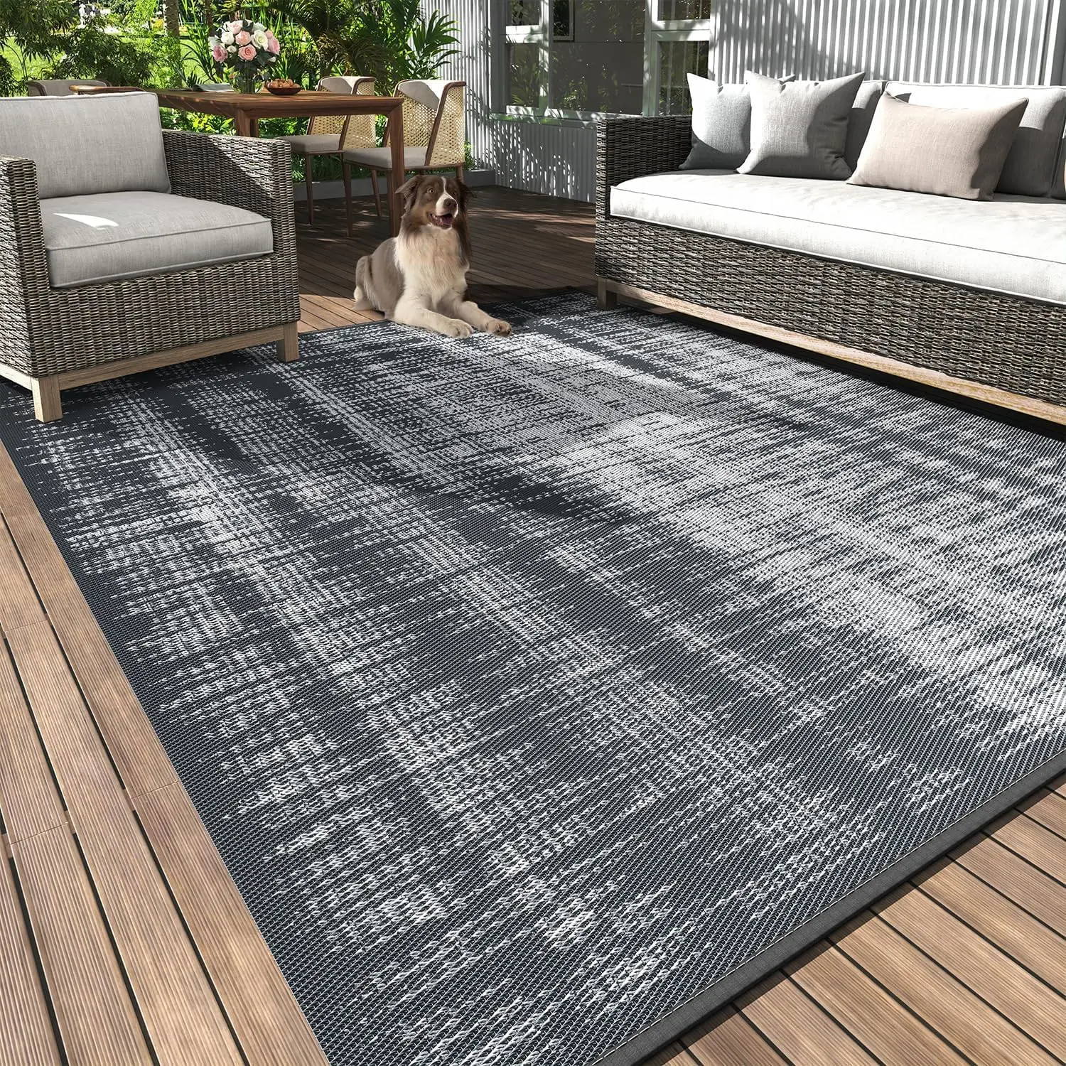 

Outdoor Rug Waterproof 5x8 ft Outdoor Carpet Patio Rug Mat Reversible RV Camping Rug Plastic Straw Outside Rug for Balcony Po