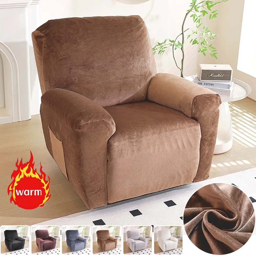 

Premium Plush Fabric Sofa Cover for Single Recliner Non-Slip Machine Washable Winter Thick Sofa Protector for Living Room 소파 커버