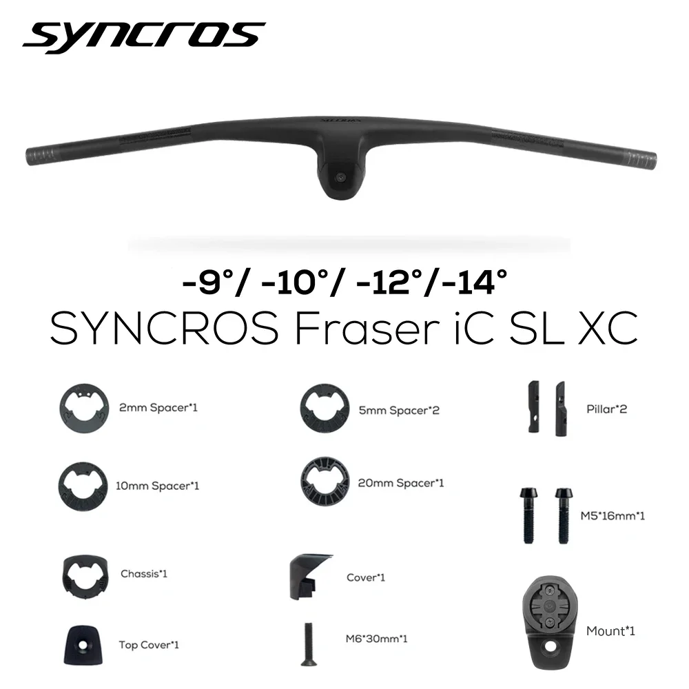 SYNCROS FRASER IC SL XC -9/-10/-12/-14Degrees Full Carbon Fiber Integrated Cockpit MTB Handlebar For Sparks Frame With Mount