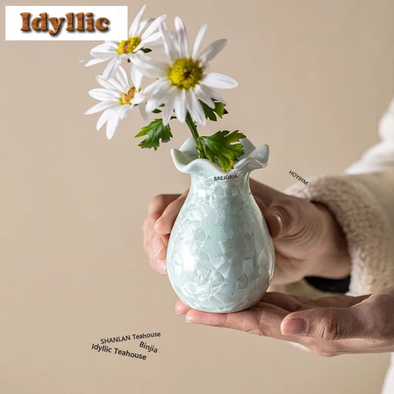 Crystal Glaze Vase Zen Home Decorations Flower Insert Hydroponics Plant Pot Household Flowerpot Teaware Equipment Ornaments