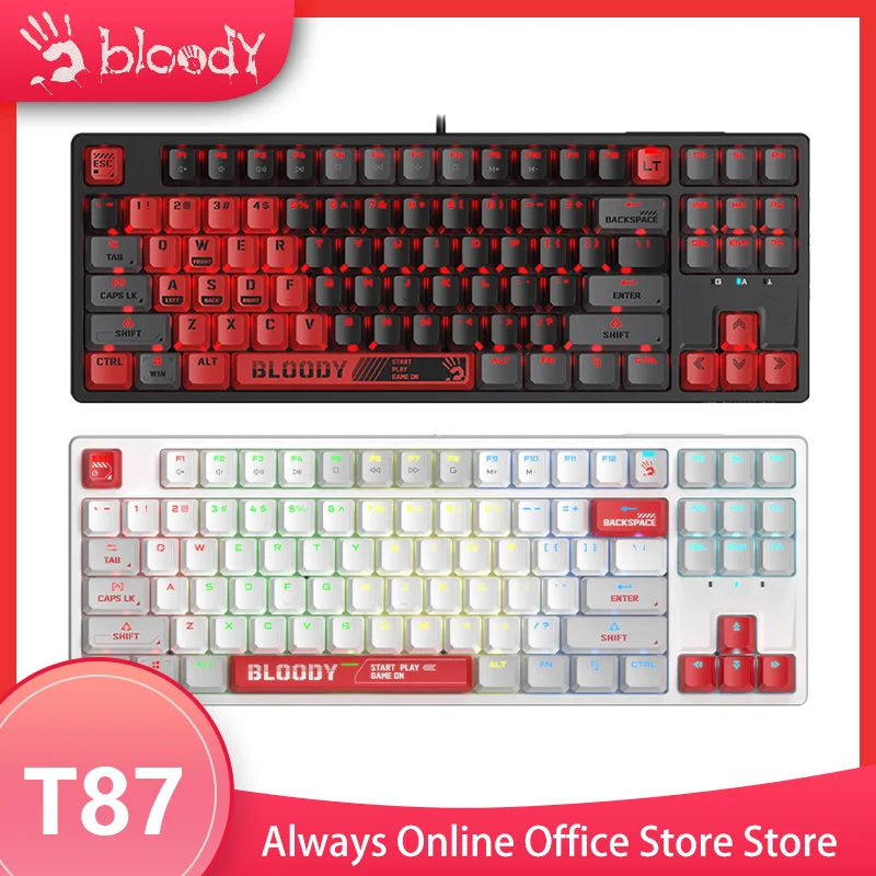 

A4tech Bloody Hand Ghost T87 wired Mechanical Keyboard Game Esports Hot Plug Custom Pbt Game Office Multi-Scene Application