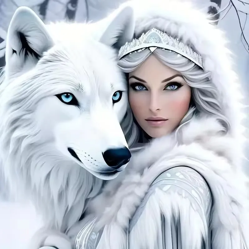 

GATYZTORY Diamond Painting White Fox and Girl 5D DIY Diamond Embroidery Animals Cross Stitch Mosaic Rhinestone Kit Home Decorati