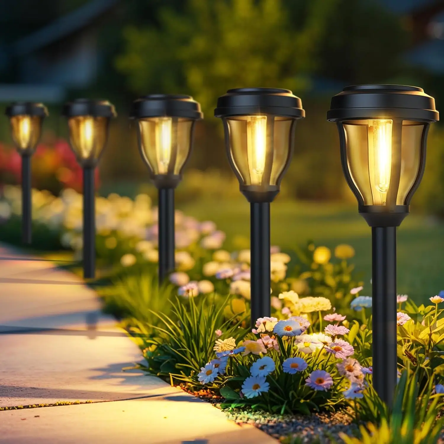 

12 Pack Solar Lights Outdoor, Solar Pathway Lights Auto On/Off Waterproof Garden Landscape Lighting for Path, Yard, Walkway