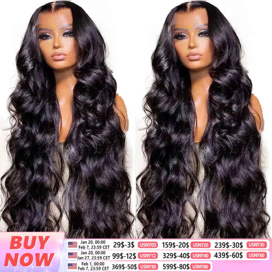 36 38 Inch 13X4 13X6 HD Transparent Body Wave Lace Front Wig Human Hair for Women Pre Plucked 360 Brazilian HD Lace Frontal Wigs