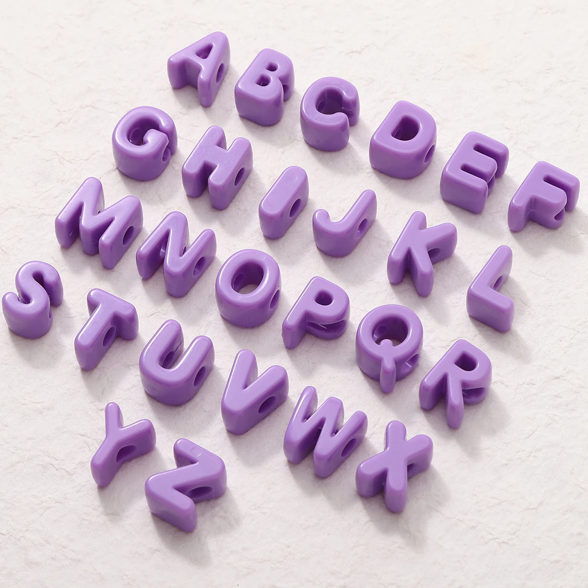 20Pcs Purple Acrylic Large Hole Letter Loose Beads Diy Necklace Bracelet Mobile Phone Chain Bag Pendant Jewelry Accessories