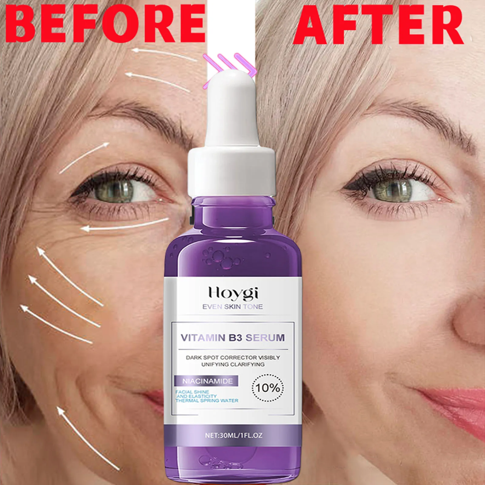 Vitamin B3 Wrinkle Remover Face Serum Lift Firming Anti Aging Fade Fine Lines Whitening Brighten Moisturizer Skin Care Cosmetics