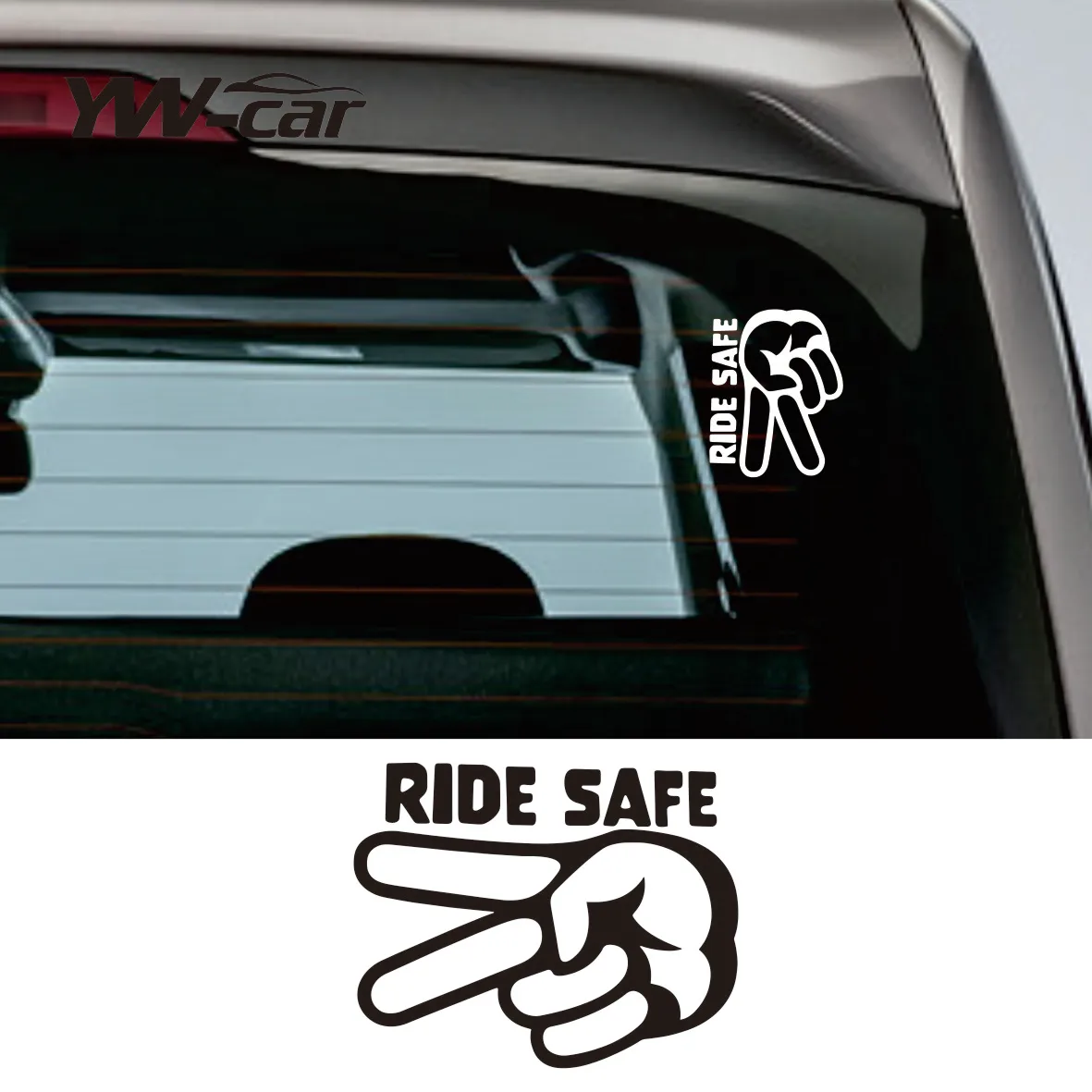 Ride Safe Motorcycle Respect Decals 2 Fingers Down Vinyl Waterproof Removable Stickers For Bikers, Car Window, Helmet Decoration