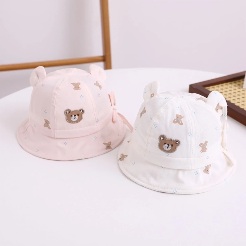 

Baby Hat Cartoon Bear Bucket Hat Anti-Wind Protective Panama Hats for Boys Girl Infant Unisex Cute Fisherman Hat A2UB