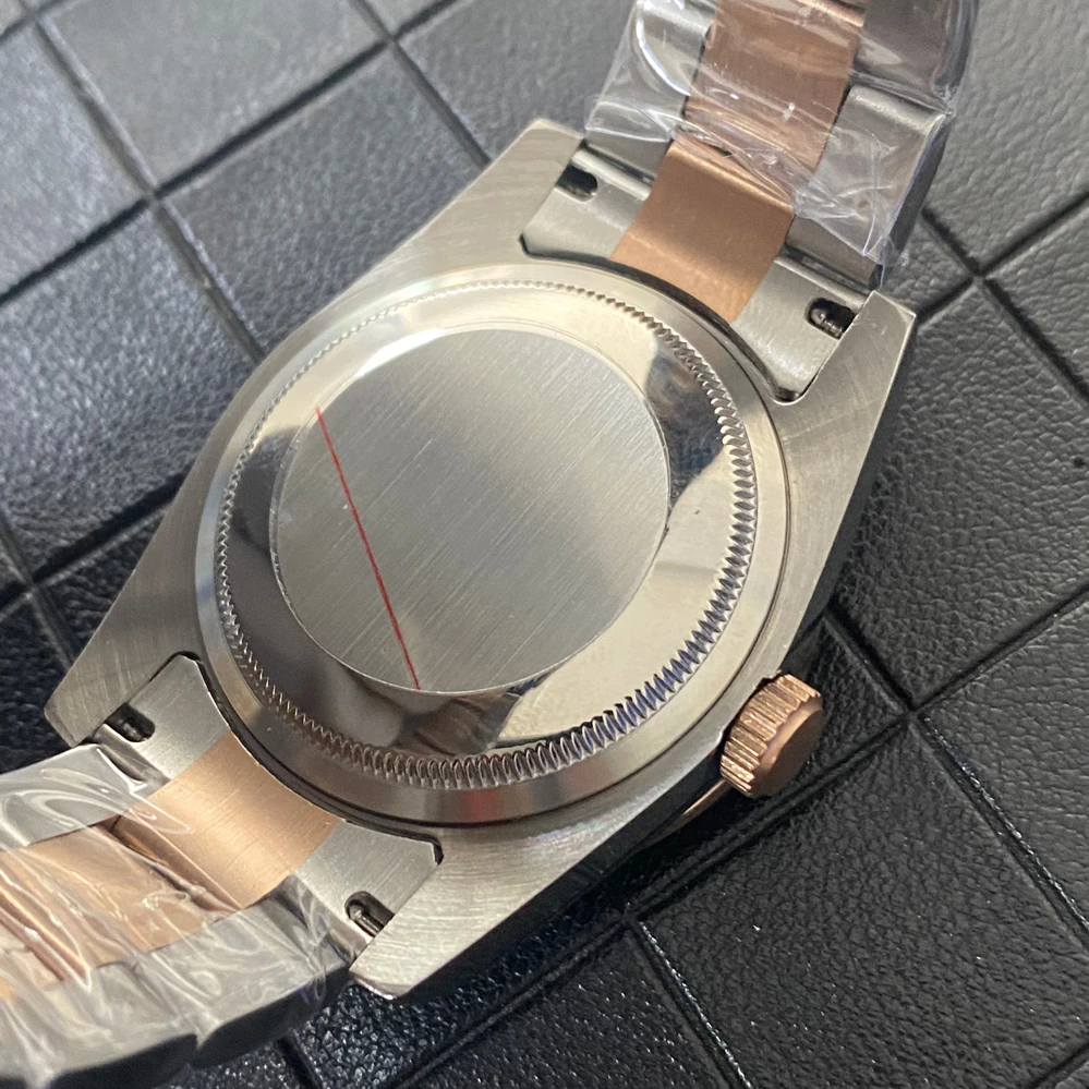 39mm Stainless Steel Watch Case Oyster Perpetual Rose Gold Case Sapphire Glass Jubilee braclet Shell for NH35/NH36/4R Movement