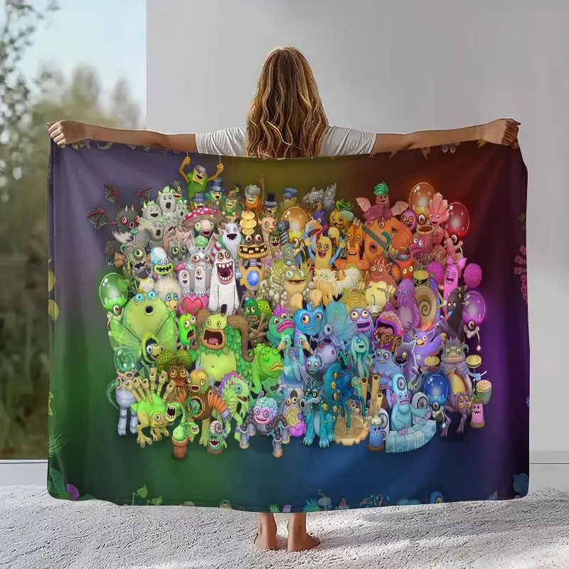 Music Game My Singing Monsters Flannel Blanket,Ultra Soft Warm Plush Throw for Home Bedroom Bed Sofa Cover Office Camping Picnic