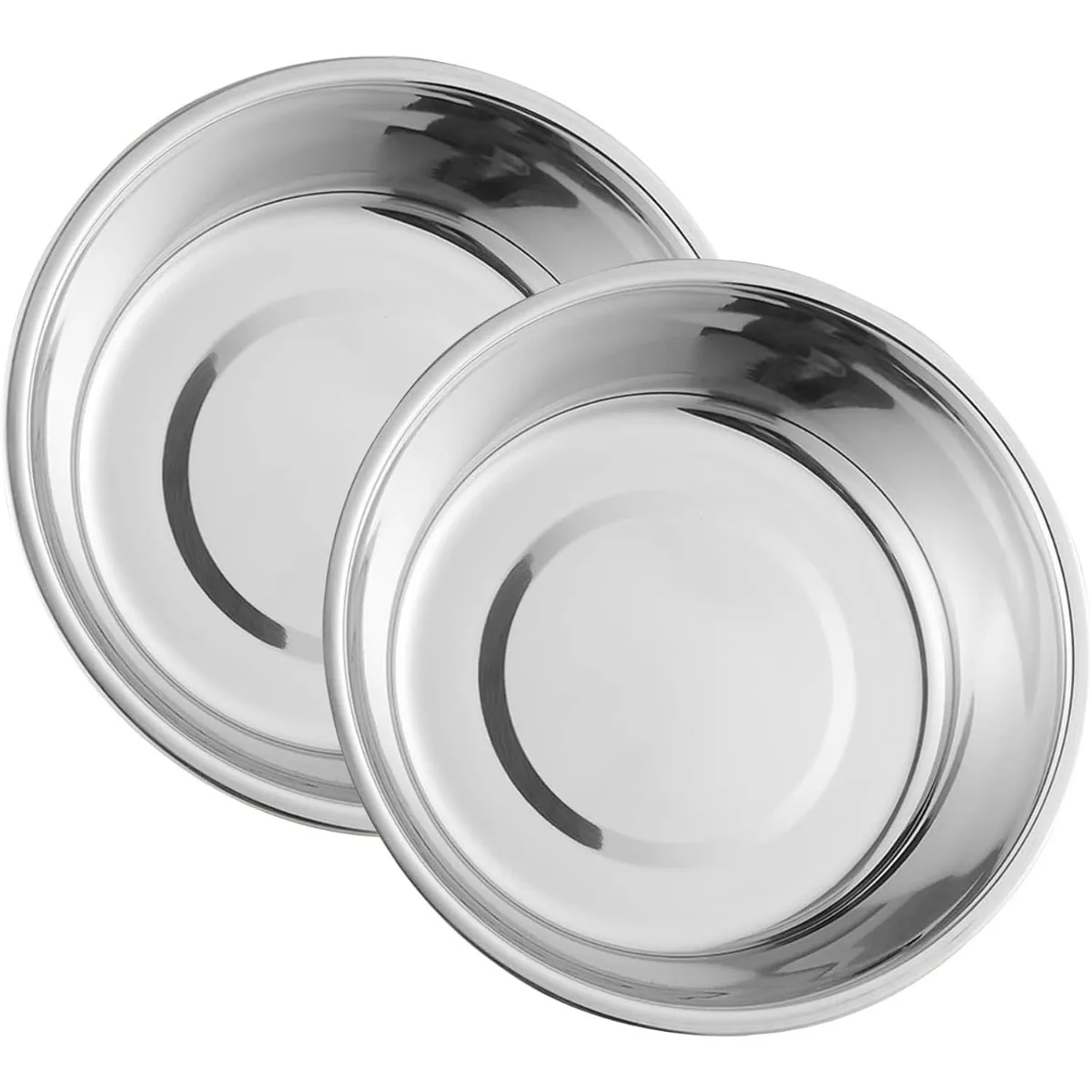 2 Pcs Steel Cat Bowl Replacements Duty Metal Pet Dishes Food Water Insert Pans for Elevated Raised Stand Feeders