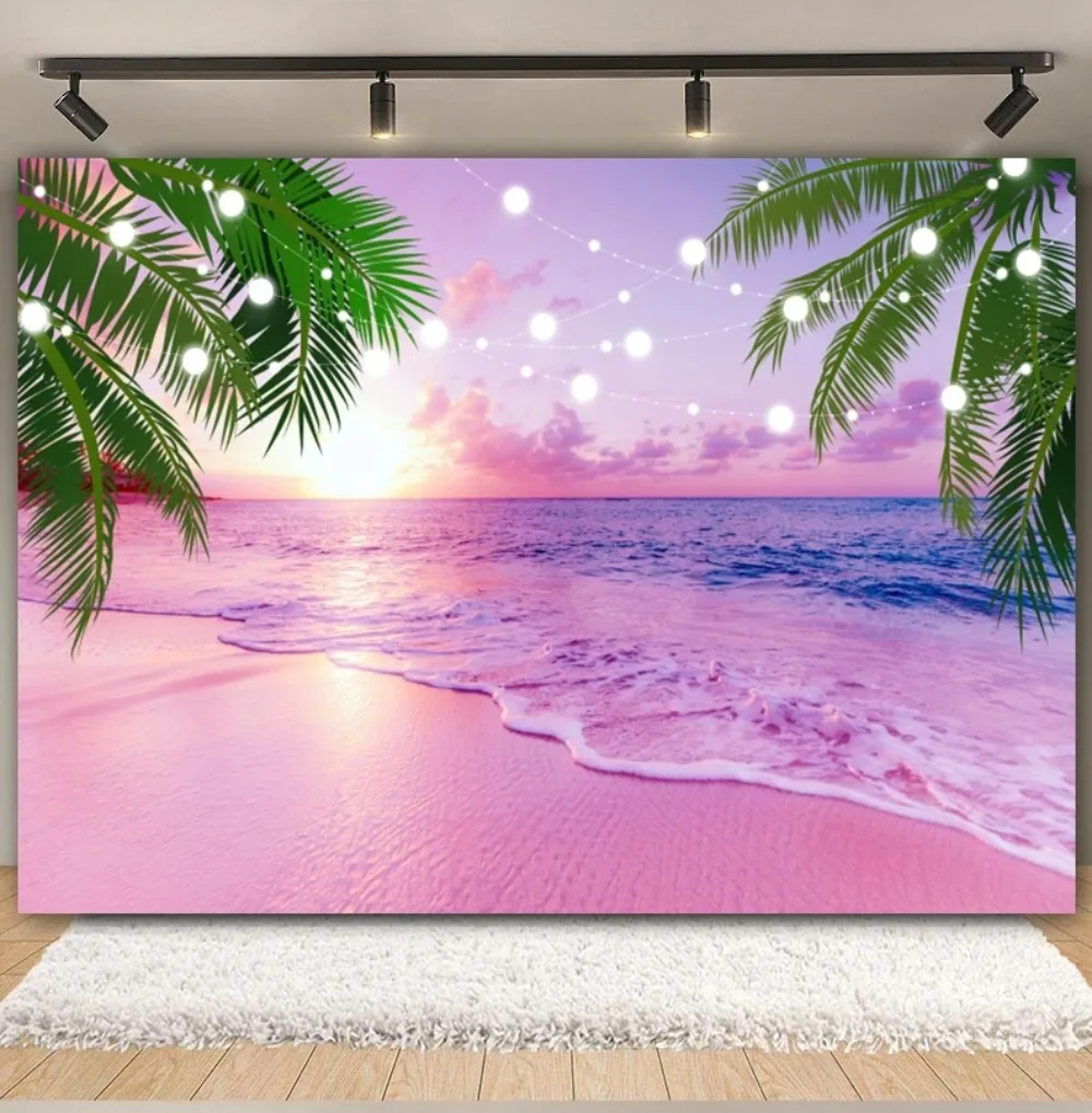 Plage tropicale océan photographie toile de fond été bord de mer palmier Nature paysage bébé anniversaire vacances fête Photo fond