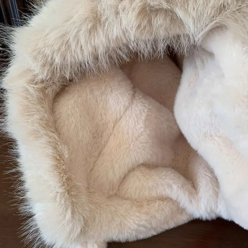 Cute Big Rabbit Ears Hat Thickened Wool Winter Bucket Hat Warm Soft Plush Ear Protection Hat Women