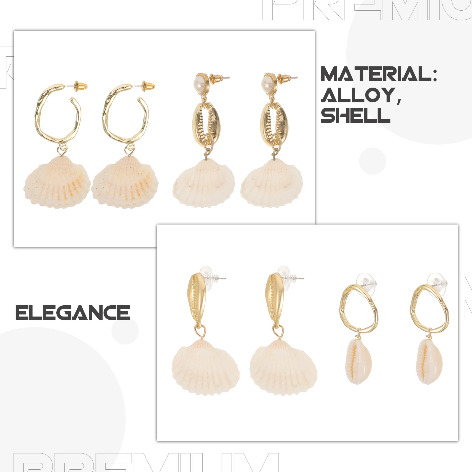 

4Pairs Pearl Shell Earrings Bohemian Vibe Dangle Drop Earrings for Women Fashion Jewelry Seashell Jewelry Earring Studs