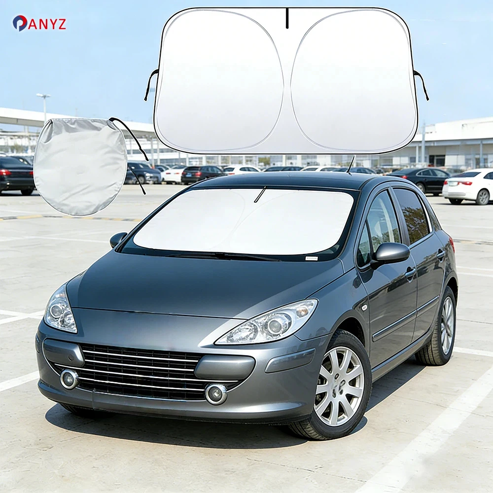 Parasol para parabrisas de coche, Protector de visera solar para Peugeot 307, plegable, bloquea los rayos UV