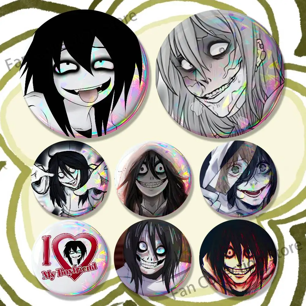 Fear Me J-Jeff the Killer Badges Creative Tinplate Button Pins Brooch Creative Quotes Badge Clothes Backpack Jewelry Gift