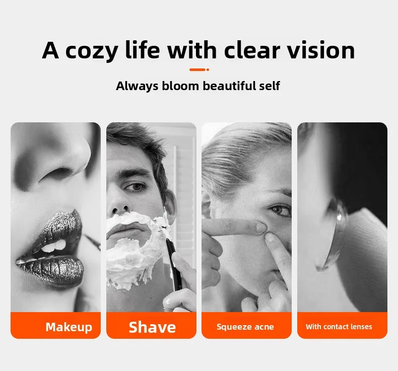 8inch Charging Wall Mounted Shower Mirror with Lights,Double Sided 5/10X Magnifying Makeup LED Mirror Vanity Dressing Mirror