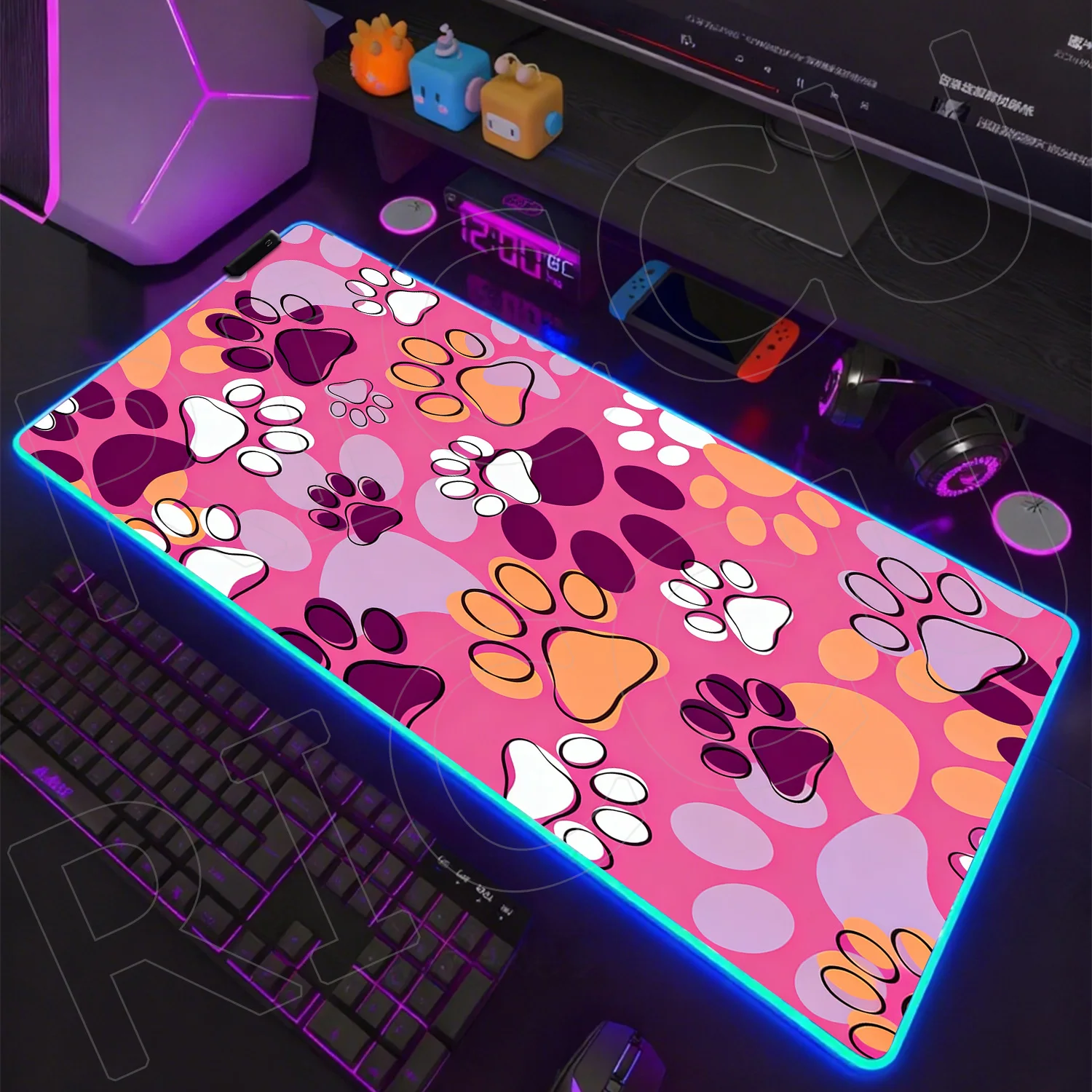 RGB HD Printing Heart shaped Gaming PC Accessories XXL Mouse pad Rubber Keyboard Computer Game Desk Protective Mat LED Mousepads