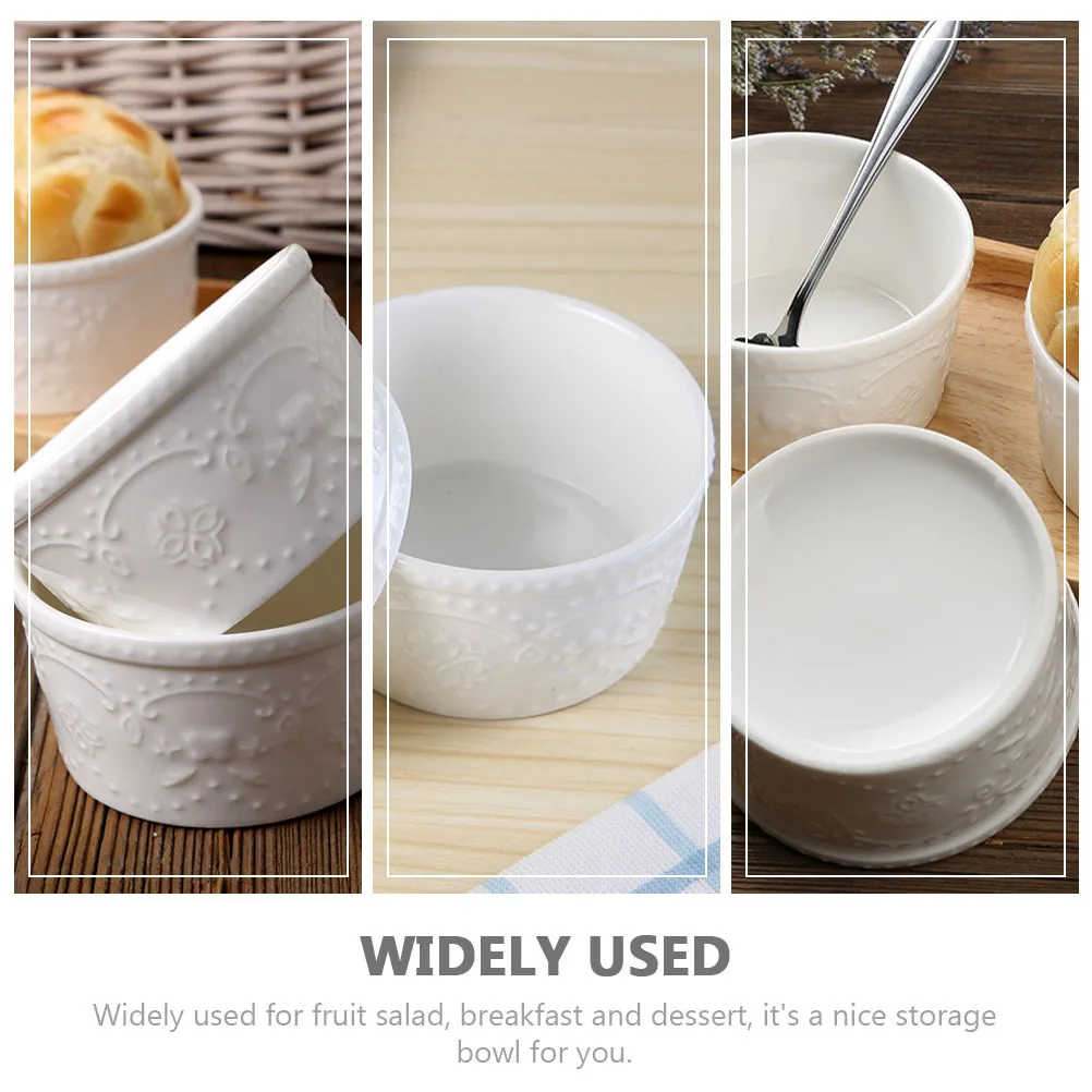 

2 Pcs Serving Bowls Porcelain Ramekin Ceramic Baking Cup Dessert Ice Cream Dish