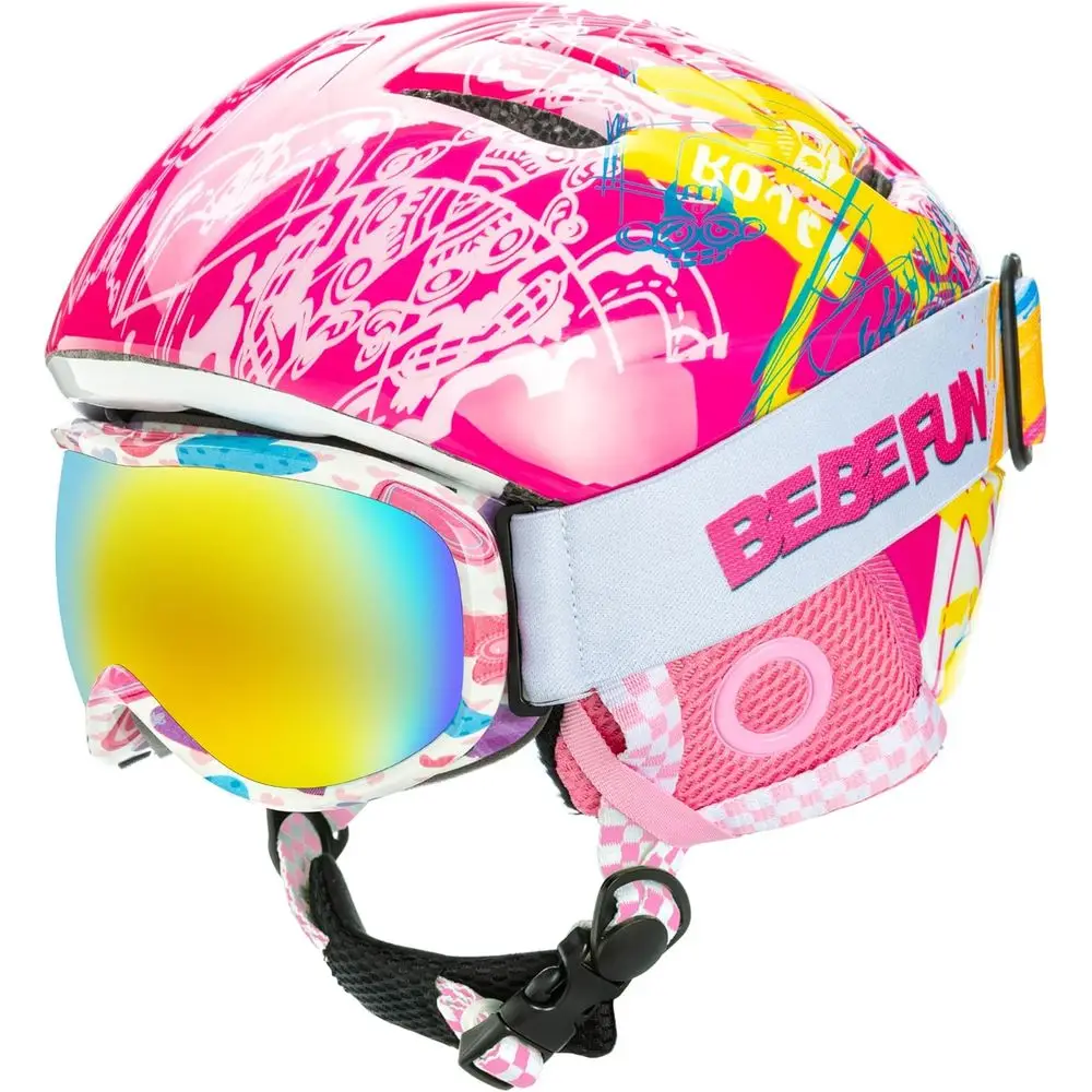 

Детский шлем для катания на лыжах и сноуборде с очками, легкий и теплый, сертифицированный, подходит для детей от 2 до 6 лет