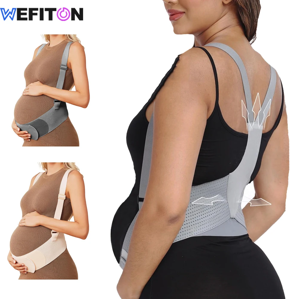 1PCS Maternity Support Belt,Adjustable Pregnancy Belly Band with Shoulder Straps,Breathable Back& Pelvic Pain for Pregnant Women
