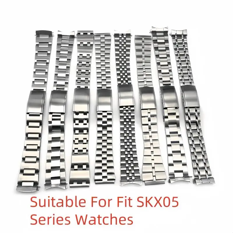 19mm Solid Stainless Steel President Fold Buckle Clasp Wrist Belt Bracelet Watch Bracelet Band Strap For SKX 6106 6138 6119 4006