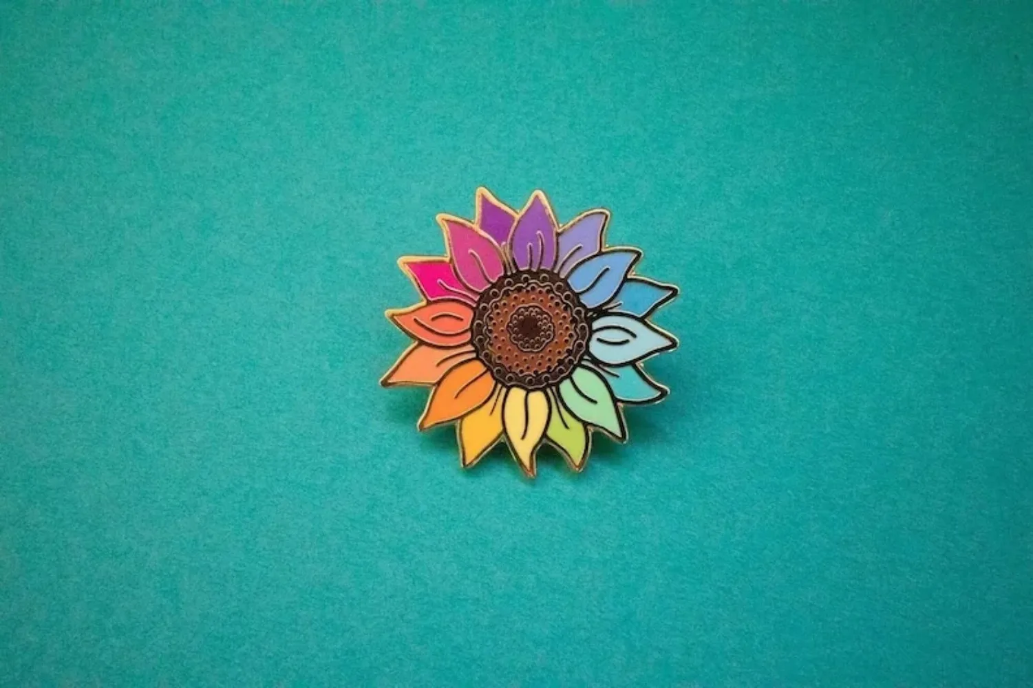 Rainbow Sunflower Enamel Pin Flower Lover Metal Badge Floral Gift Ideas  Brooch