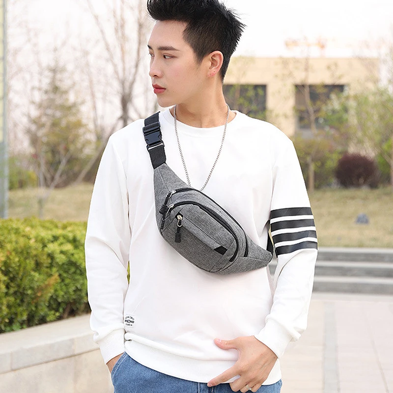 Fashion Men Women Waist Bag Casual Fanny Pack Purse Large Phone Belt Bag Pouch Canvas Outdoor Travel Phone Bag Crossbody Bag