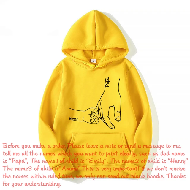 Hand in hand personalized printed hoodie clearance