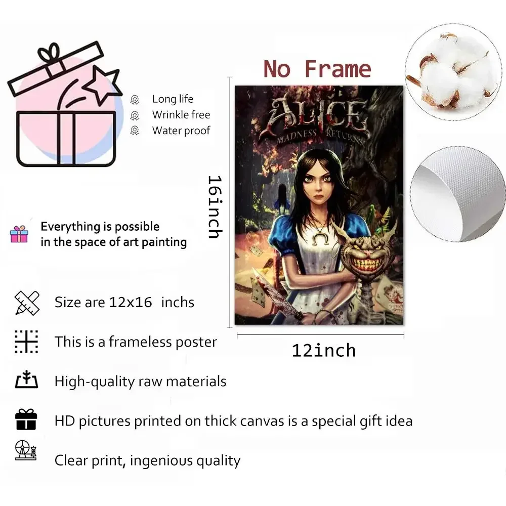 ملصق مثالي لوحة فنية جدارية ذاتية اللصق مصممة لمساحات تناول الطعام في المكتب المنزلي قطعة واحدة من أليس جنون العودة