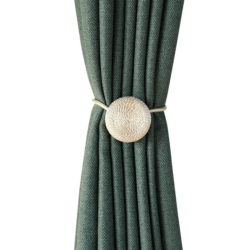 2PCS Modern Simple Style Curtain Tieback Magnet Clip for Window Treatment Drape Ties Backs Weave Rope Holdbacks Curtain Holder