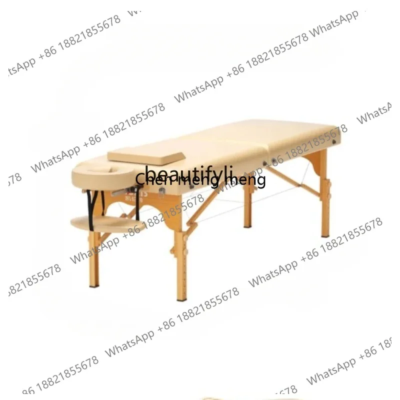 ss26 Folding Massage Bed Beauty Salon Original Point Massage Therapy Portable Household Solid Wood Facial Bed
