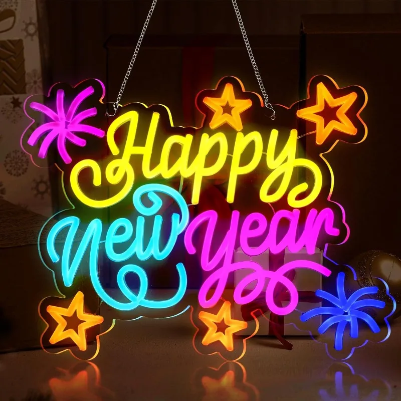 

Retisee Happy New Year Neon LED Neon Bedroom Wall Decor New Year's Eve Party Supplies USB Powered Happy New Year Decoration 2025