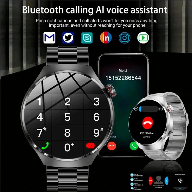ترقية ساعة ذكية للرجال GPS خريطة MP3/MP4 لاعب ساعة 4 برو بلوتوث دعوة الرياضة كشف الصحة البوصلة موضة ساعة ذكية