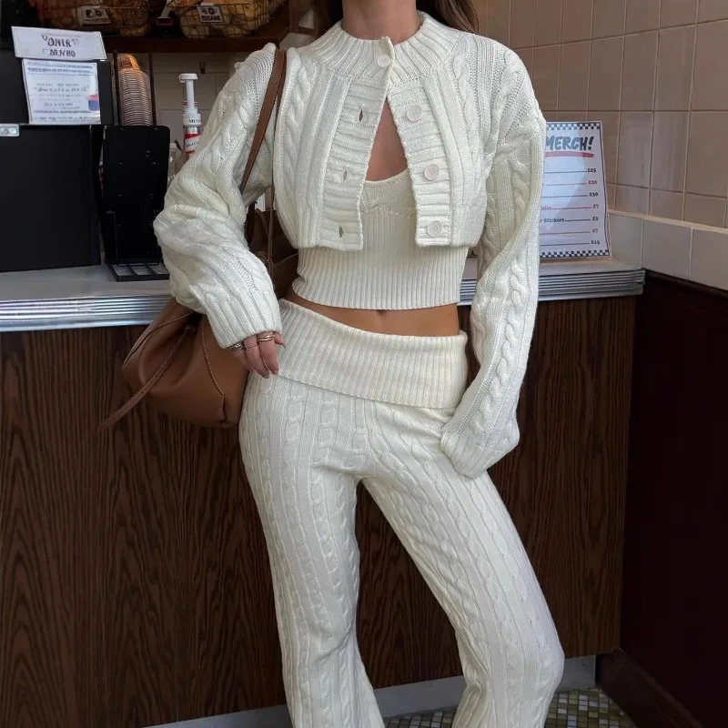 

Autumn Winter Women Clothing Sexy Vest Short Top Trousers Set