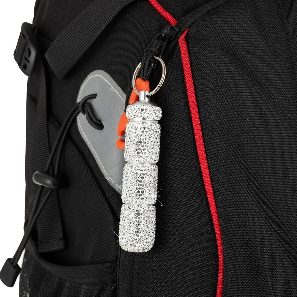 

3in1 Bling Pill Case Mini with Keychain Crystal Pill Storage Box Ins Style 3 Compartments Small Pill Holder Travel Organizer