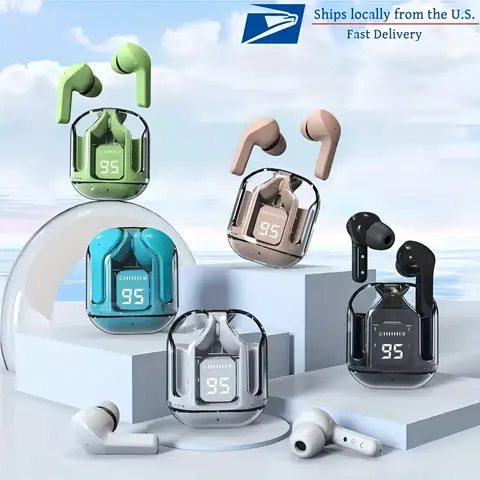 Wireless Earbuds Bluetooth 5.3, ENC Noise Cancelling, LED Battery Display, 3D Stereo Audio, Touch Control, Mini In-Ear Headphone