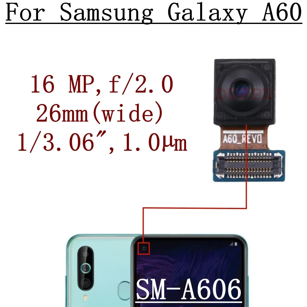 Rear Front Camera For Samsung Galaxy A60 SM-A606F A606Y Frontal Selfie Wide Depth Backside Back Camera Module Spare