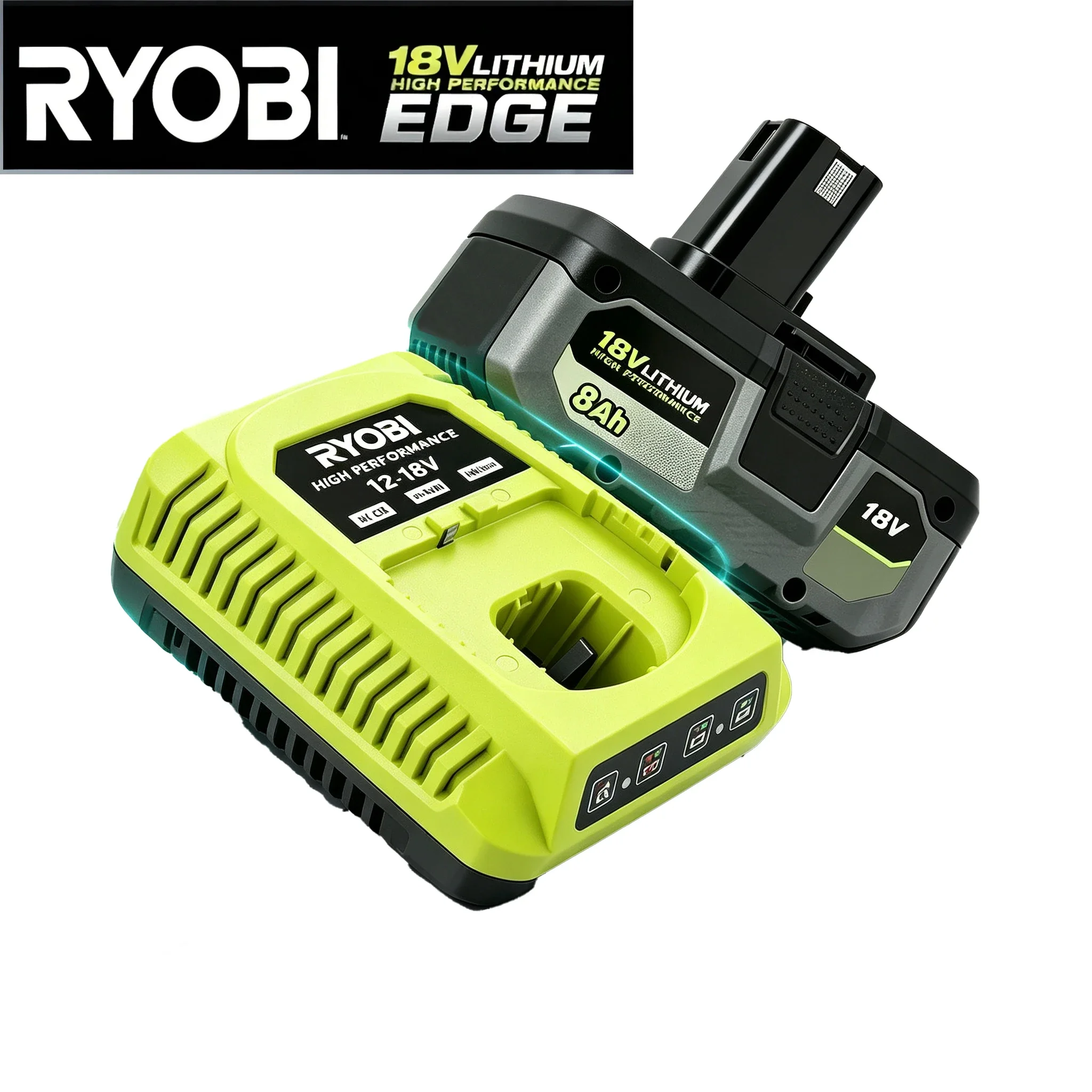 RYOBI 18V 8.0Ah Lithium Rechargeable Battery Replacement for P104 P109 Cordless Power Tools High Stability Long Service Life