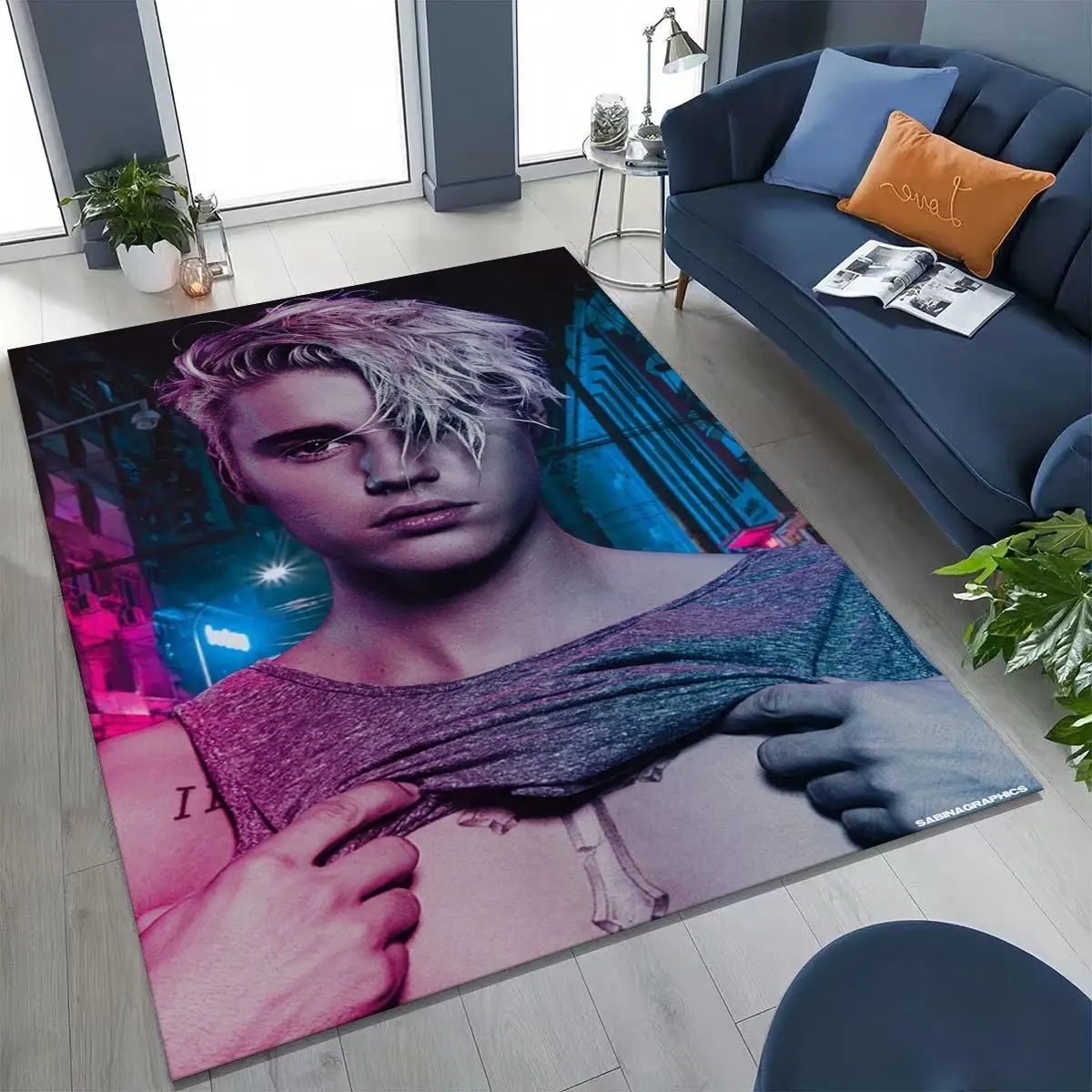 

2026 New Justin Bieber Superstar Singer Rug for Bedroom Living Room Sofa Home Doormat Decor, Large Kids Play Non-slip Floor Mat