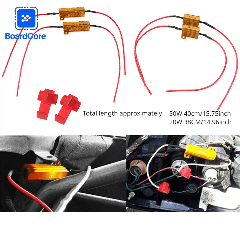2Set 8ohm 25W / 6ohm 50W Aluminum Load Resistor 12V for Car Turn Signal LED Indicator Flash