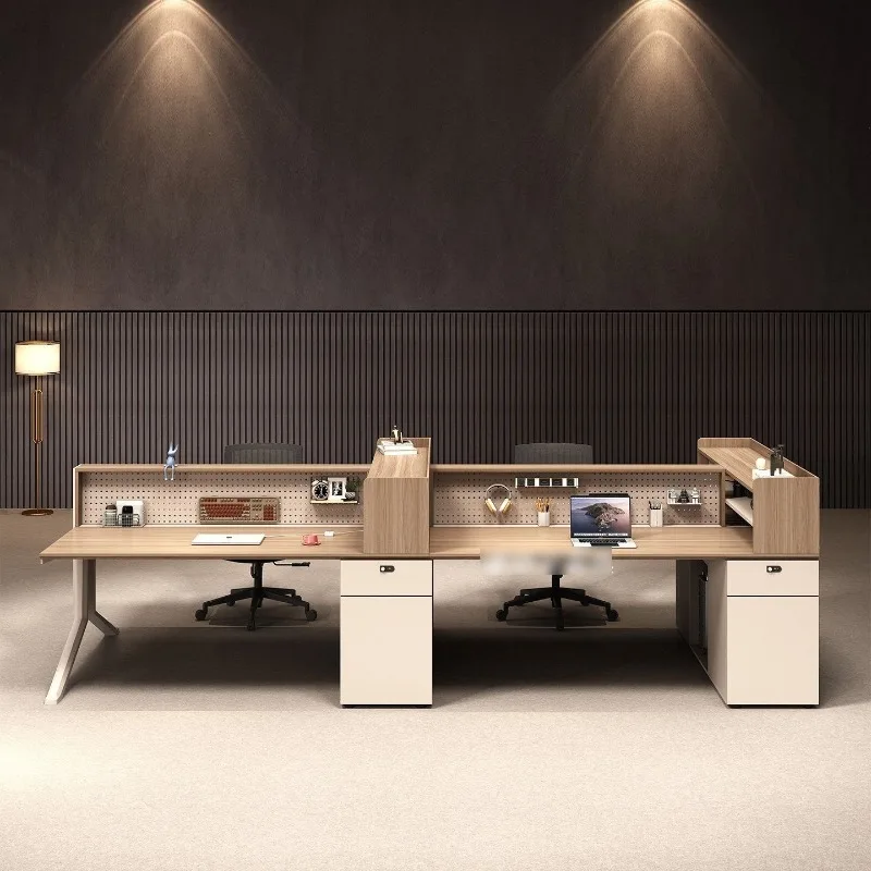 Staff office desk and chair combination modern simple staff 4/6/8 person hole board screen card position designer