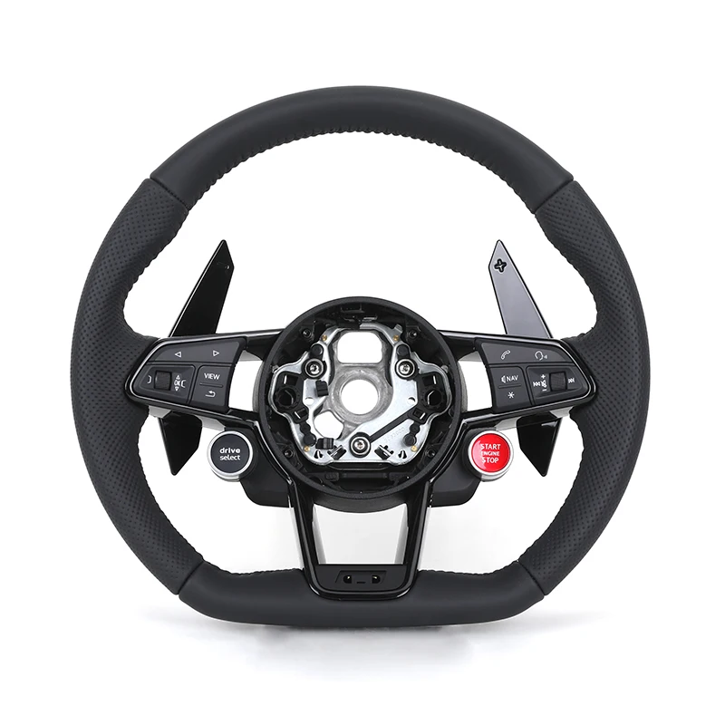 R8 Volante With Start Button Half Perforated Leather Steering Wheel for Audi A3 A4 A5 A6 A7 S5 S7 RS3 RS6 RS7 C7 C8 B8 B9 RSQ5