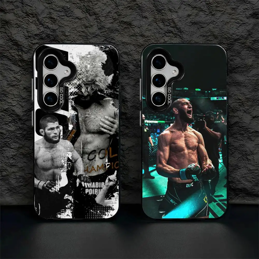 Fighting u-ufc Chimaev Cool Phone Case IMD Colorful Case Silver for Samsung Galaxy S24 S23 S22 S21S20 Plus Ultra