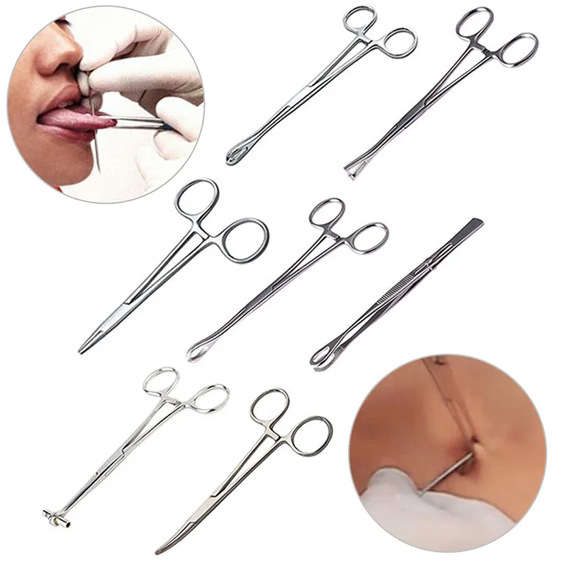 1Pc Surgical Steel Opening Closing Needle Ball Clamp Plier Different Open Shape Tweezers Piercing Professional Puncture Tool